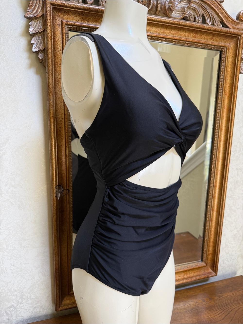 Black Charmo Twist Cutout One-Piece Swimsuit. Size M.